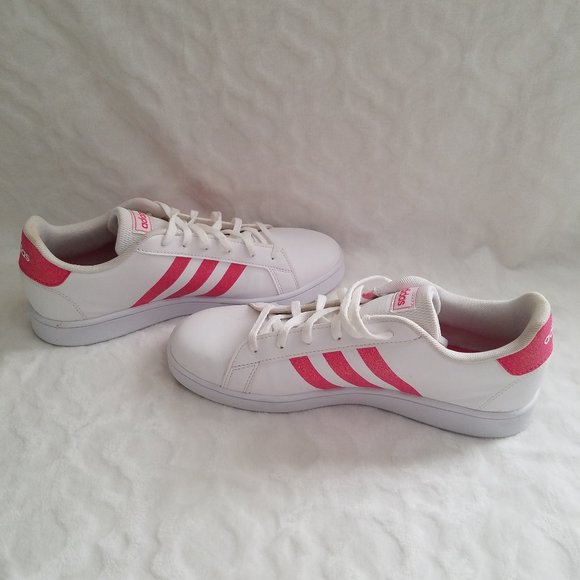 ADIDAS GRAND COURT SHOES White/Glitter Pink sz 7 - Picture 3 of 5
